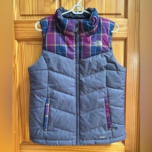 The North Face Women's Purple and Gray Plaid Vest